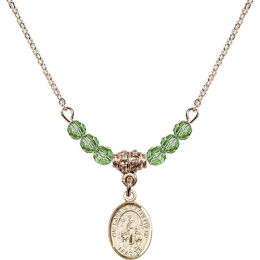 14kt Gold Filled Lord Is My Shepherd Birthstone Necklace with Peridot Beads - 9119