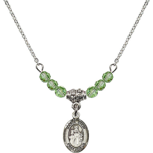 Sterling Silver Maria Stein Birthstone Necklace with Peridot Beads - 9133