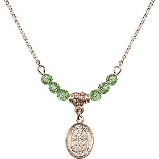 14kt Gold Filled Saint Cecilia / Choir Birthstone Necklace with Peridot Beads - 9180
