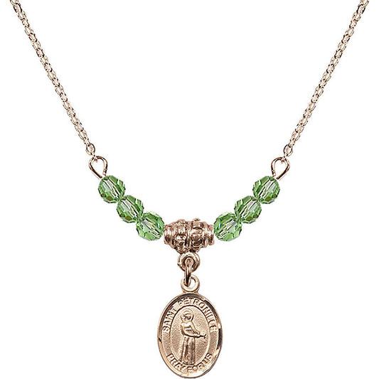 14kt Gold Filled Saint Petronille Birthstone Necklace with Peridot Beads - 9209