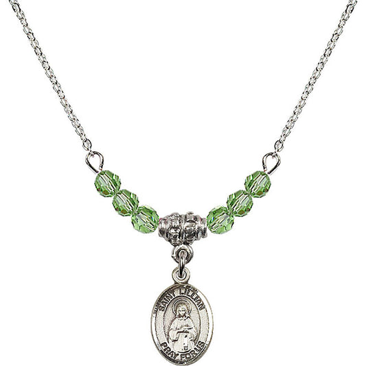 Sterling Silver Saint Lillian Birthstone Necklace with Peridot Beads - 9226