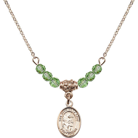 14kt Gold Filled San Juan de la Cruz Birthstone Necklace with Peridot Beads - 9232