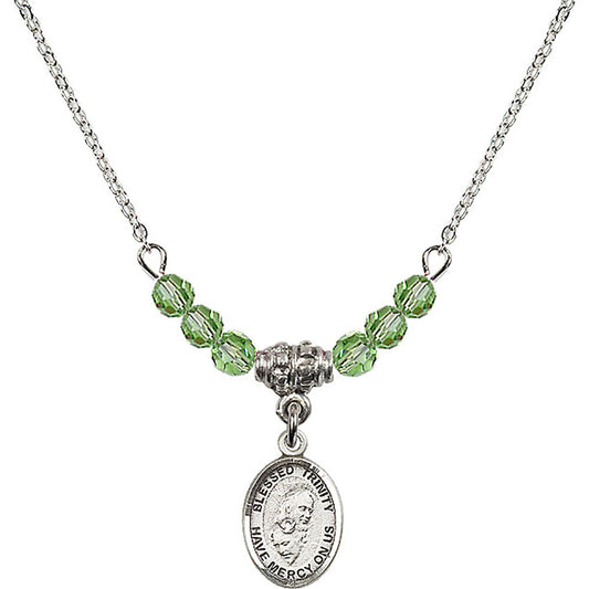 Sterling Silver Blessed Trinity Birthstone Necklace with Peridot Beads - 9249