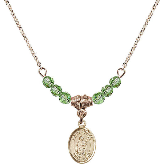 14kt Gold Filled Saint Grace Birthstone Necklace with Peridot Beads - 9255