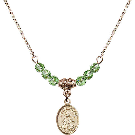 14kt Gold Filled Saint Isaiah Birthstone Necklace with Peridot Beads - 9258