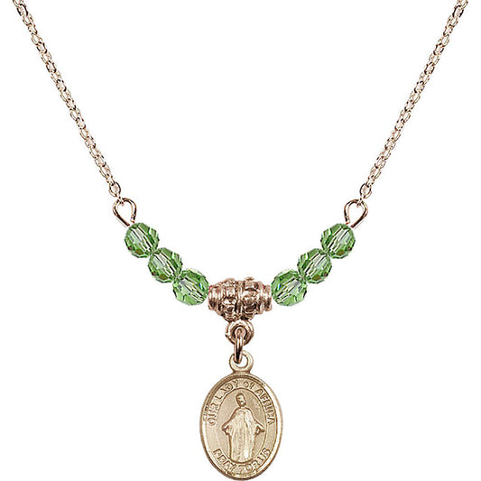 14kt Gold Filled Our Lady of Africa Birthstone Necklace with Peridot Beads - 9269