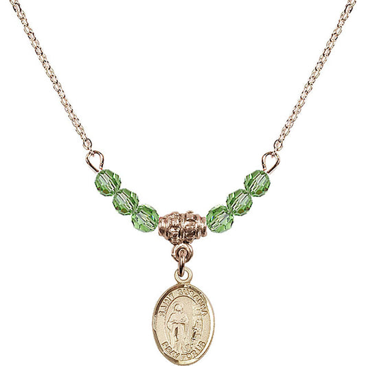 14kt Gold Filled Saint Susanna Birthstone Necklace with Peridot Beads - 9280