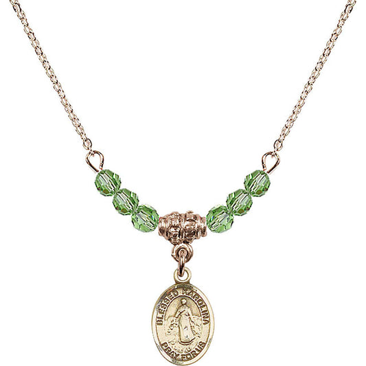 14kt Gold Filled Blessed Karolina Kozkowna Birthstone Necklace with Peridot Beads - 9283