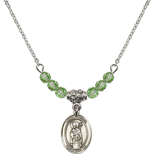 Sterling Silver Saint Ronan Birthstone Necklace with Peridot Beads - 9315