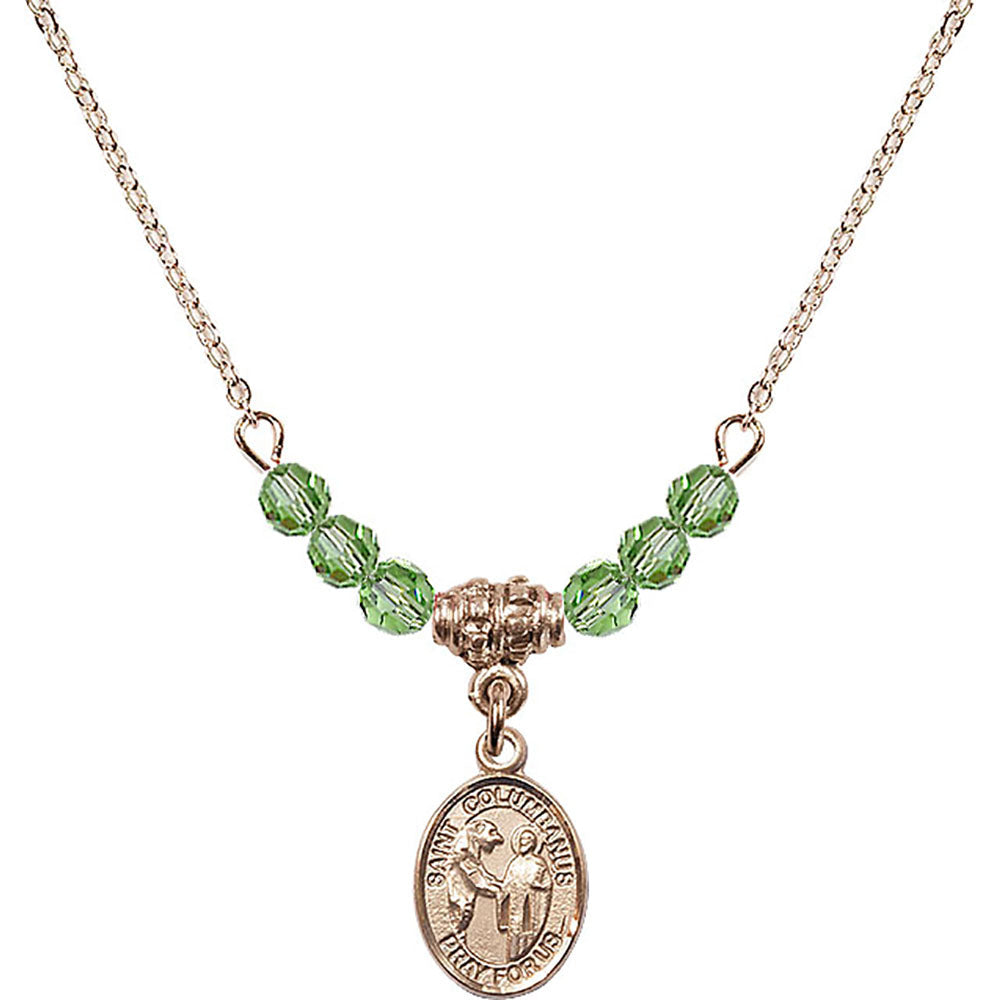 14kt Gold Filled Saint Columbanus Birthstone Necklace with Peridot Beads - 9321