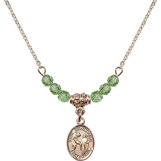 14kt Gold Filled Saint Columbanus Birthstone Necklace with Peridot Beads - 9321