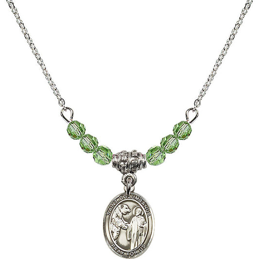 Sterling Silver Saint Columbanus Birthstone Necklace with Peridot Beads - 9321