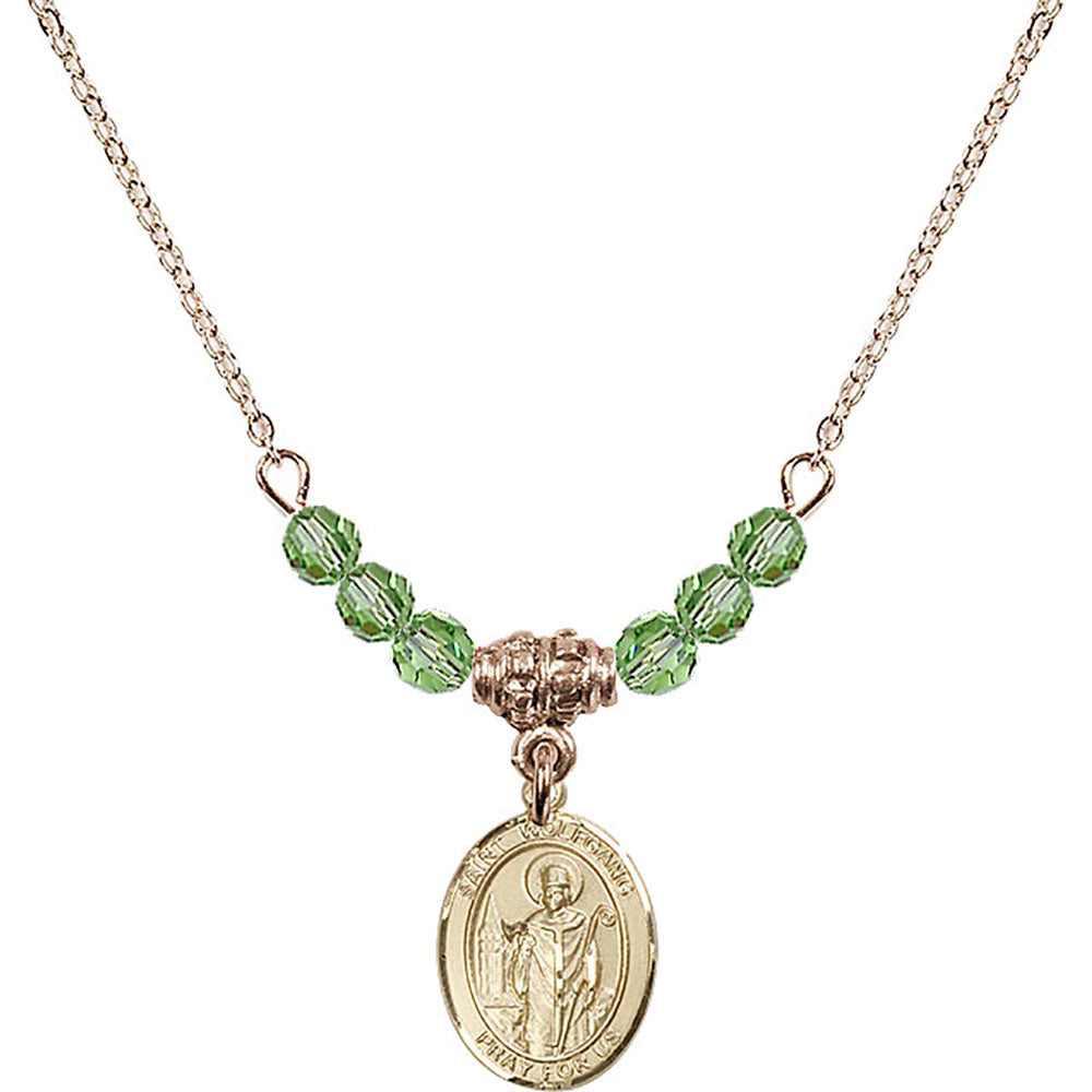 14kt Gold Filled Saint Wolfgang Birthstone Necklace with Peridot Beads - 9323
