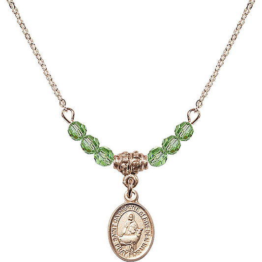 14kt Gold Filled Saint Catherine of Sweden Birthstone Necklace with Peridot Beads - 9336