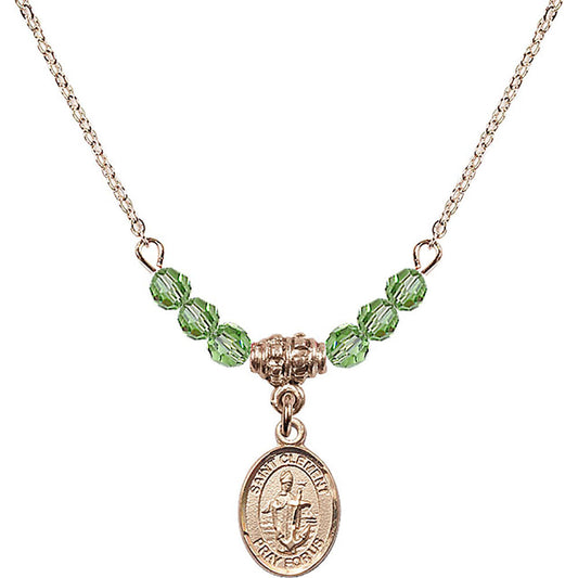 14kt Gold Filled Saint Clement Birthstone Necklace with Peridot Beads - 9340