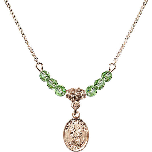 14kt Gold Filled Saint Joachim Birthstone Necklace with Peridot Beads - 9348
