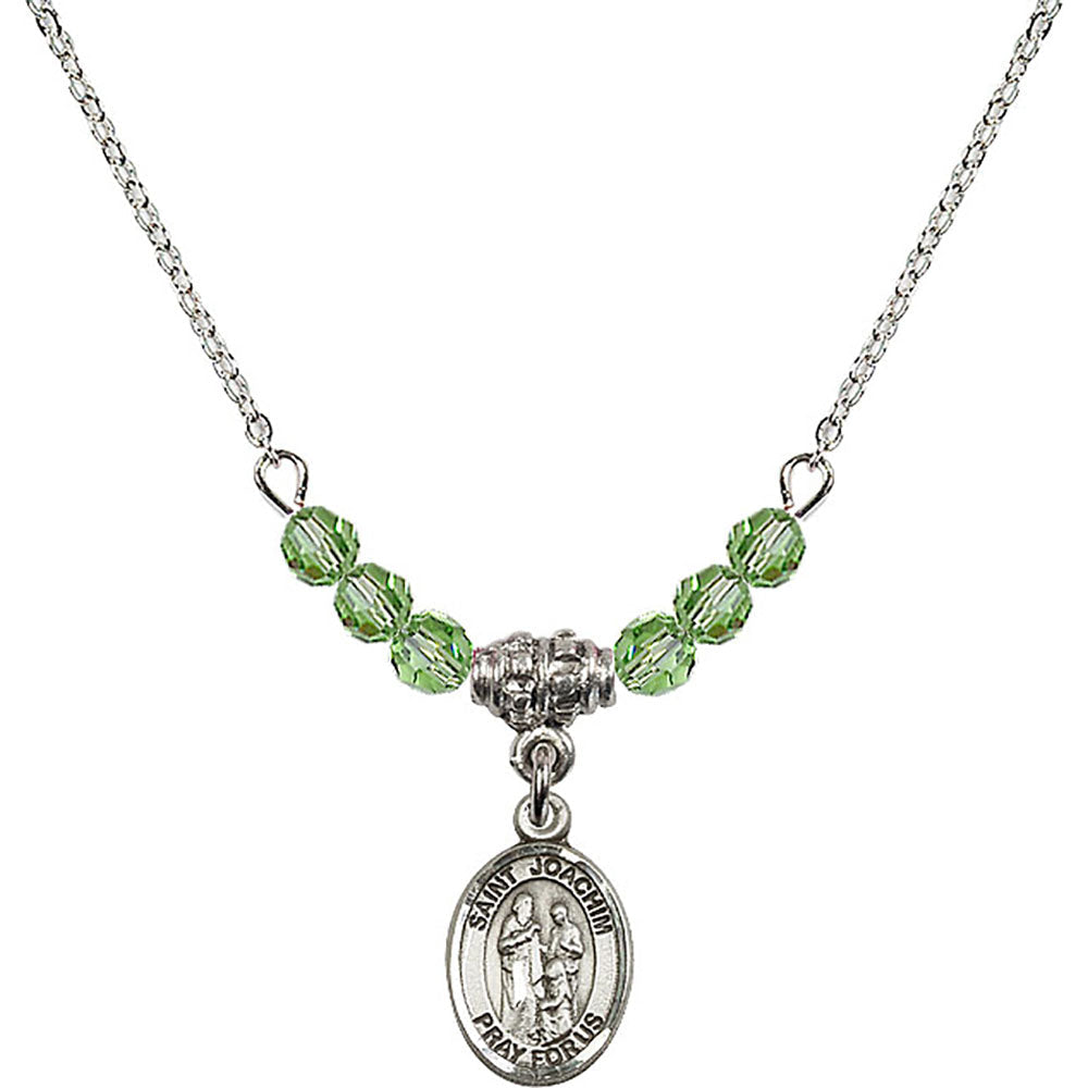 Sterling Silver Saint Joachim Birthstone Necklace with Peridot Beads - 9348