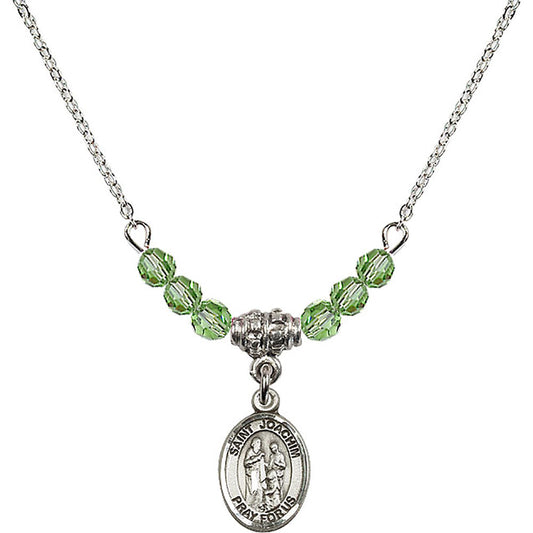 Sterling Silver Saint Joachim Birthstone Necklace with Peridot Beads - 9348
