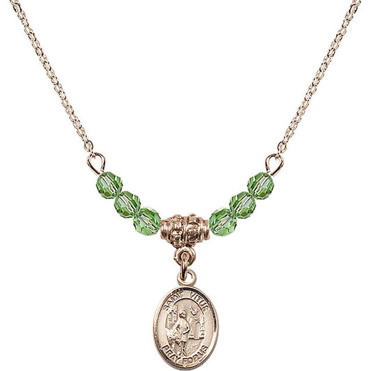 14kt Gold Filled Saint Vitus Birthstone Necklace with Peridot Beads - 9368
