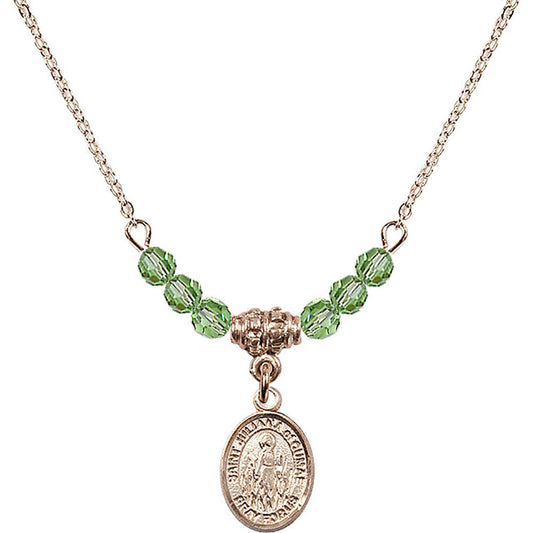 14kt Gold Filled Saint Juliana of Cumae Birthstone Necklace with Peridot Beads - 9372