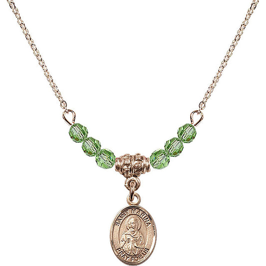 14kt Gold Filled Saint Marina Birthstone Necklace with Peridot Beads - 9379
