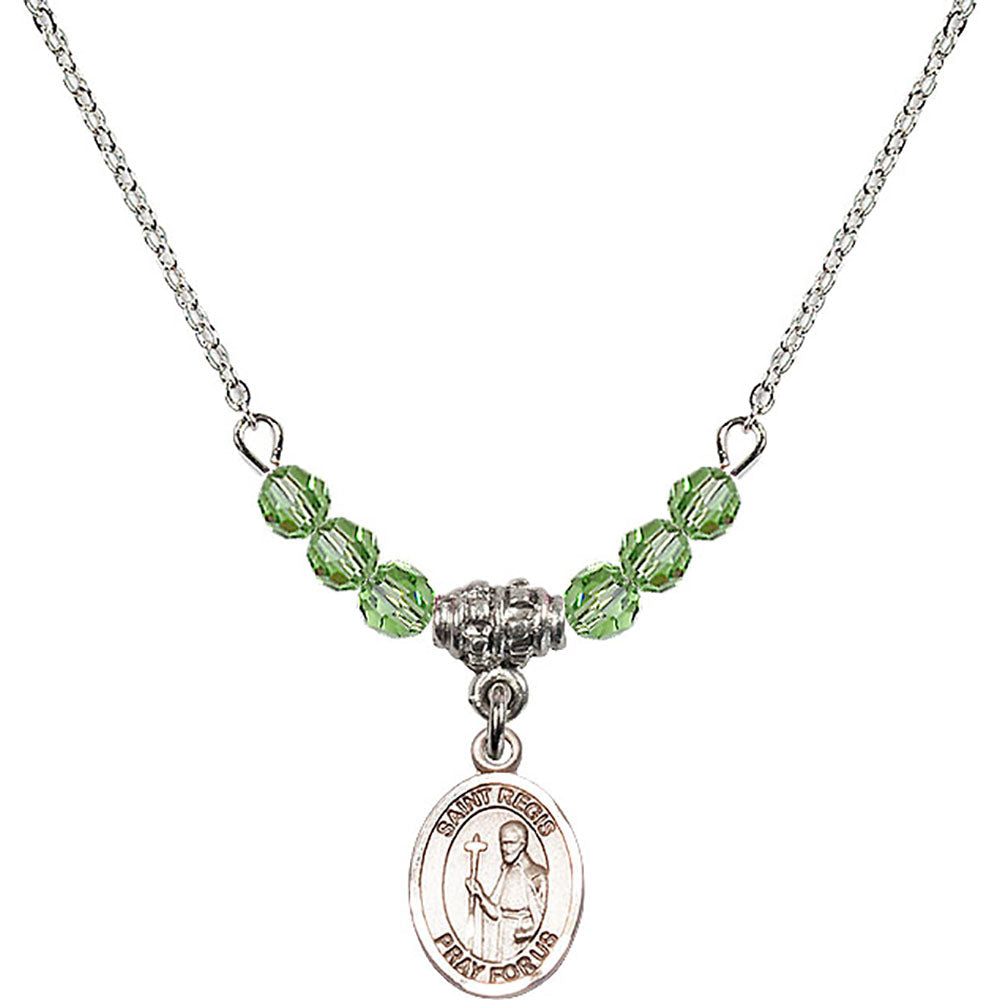 Sterling Silver Saint Regis Birthstone Necklace with Peridot Beads - 9380