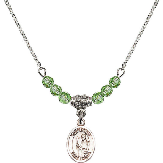 Sterling Silver Saint Regis Birthstone Necklace with Peridot Beads - 9380