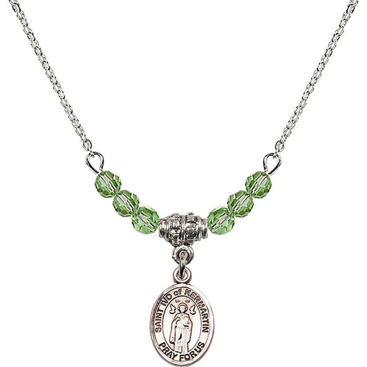 Sterling Silver Saint Ivo of Kelmartin Birthstone Necklace with Peridot Beads - 9384