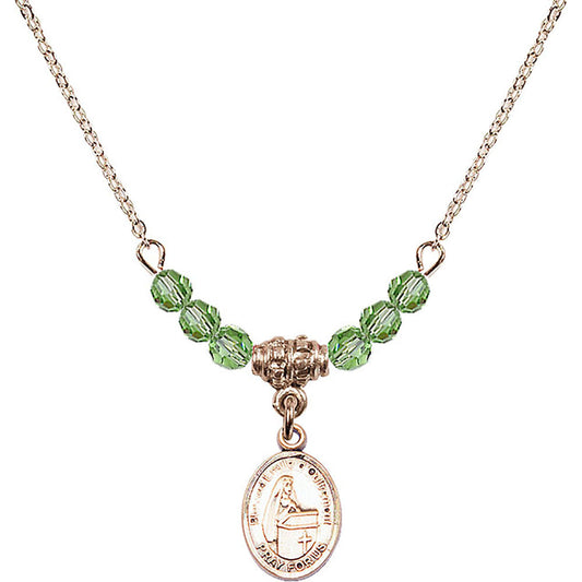 14kt Gold Filled Blessed Emilee Doultremont Birthstone Necklace with Peridot Beads - 9390