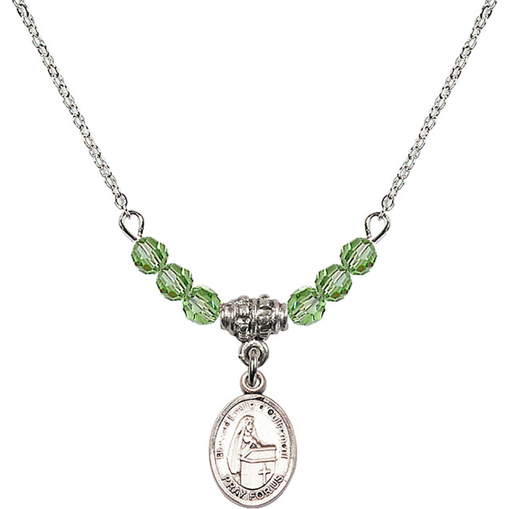 Sterling Silver Blessed Emilee Doultremont Birthstone Necklace with Peridot Beads - 9390