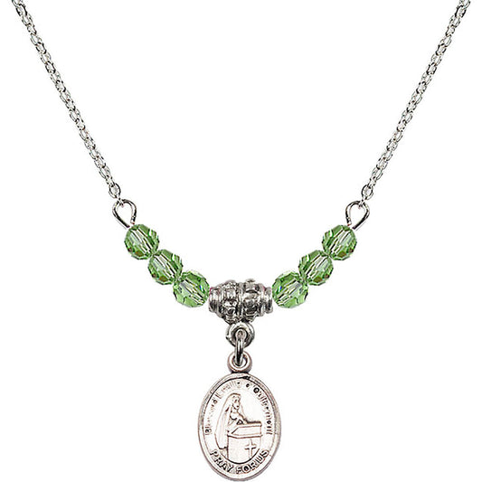 Sterling Silver Blessed Emilee Doultremont Birthstone Necklace with Peridot Beads - 9390