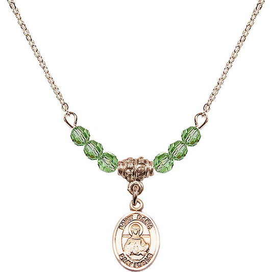 14kt Gold Filled Saint Daria Birthstone Necklace with Peridot Beads - 9396