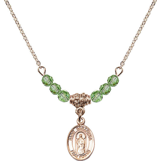 14kt Gold Filled Saint Seraphina Birthstone Necklace with Peridot Beads - 9405