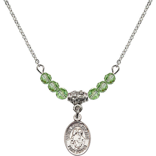 Sterling Silver Saints Peter & Paul Birthstone Necklace with Peridot Beads - 9410