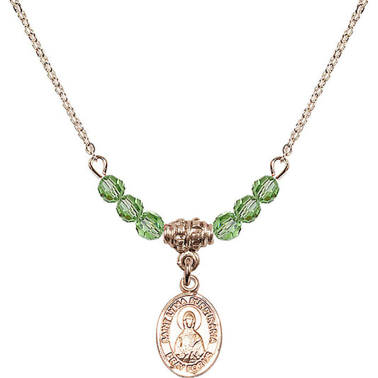 14kt Gold Filled Saint Lydia Purpuraria Birthstone Necklace with Peridot Beads - 9411