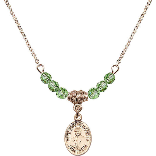 14kt Gold Filled Saint Joseph Marello Birthstone Necklace with Peridot Beads - 9430