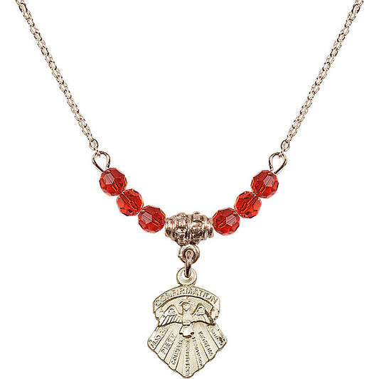 14kt Gold Filled Seven Gifts Birthstone Necklace with Ruby Beads - 0887