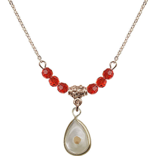 14kt Gold Filled Mustard Seed Birthstone Necklace with Ruby Beads - 1700