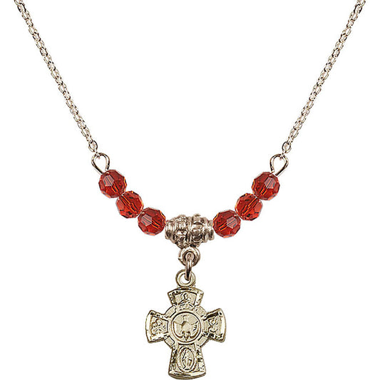 14kt Gold Filled 5-Way Birthstone Necklace with Ruby Beads - 3145