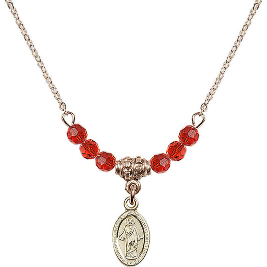 14kt Gold Filled Scapular Birthstone Necklace with Ruby Beads - 4121