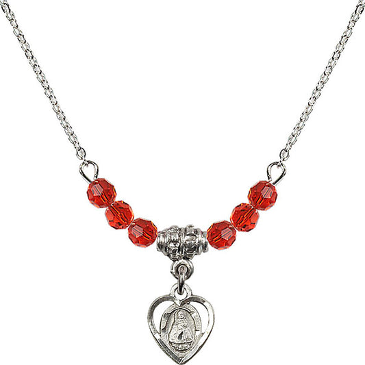 Sterling Silver Infant Birthstone Necklace with Ruby Beads - 5413