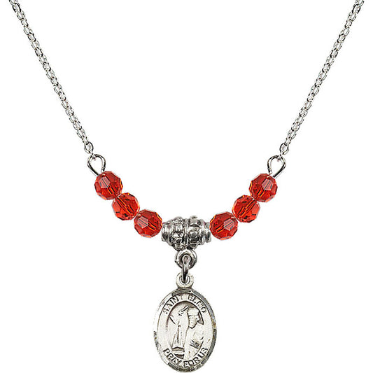 Sterling Silver Saint Elmo Birthstone Necklace with Ruby Beads - 9031