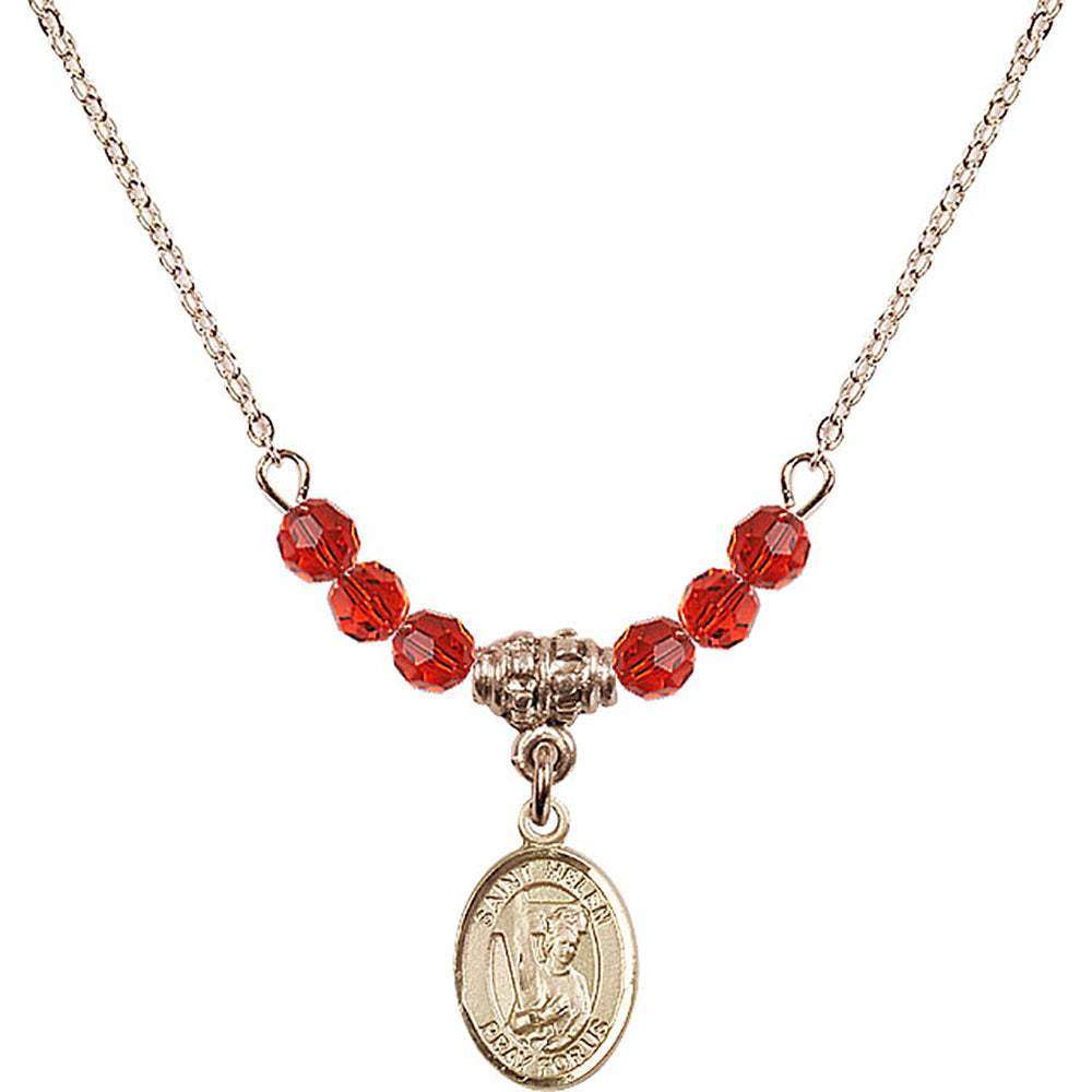 14kt Gold Filled Saint Helen Birthstone Necklace with Ruby Beads - 9043