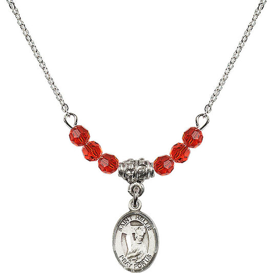 Sterling Silver Saint Helen Birthstone Necklace with Ruby Beads - 9043