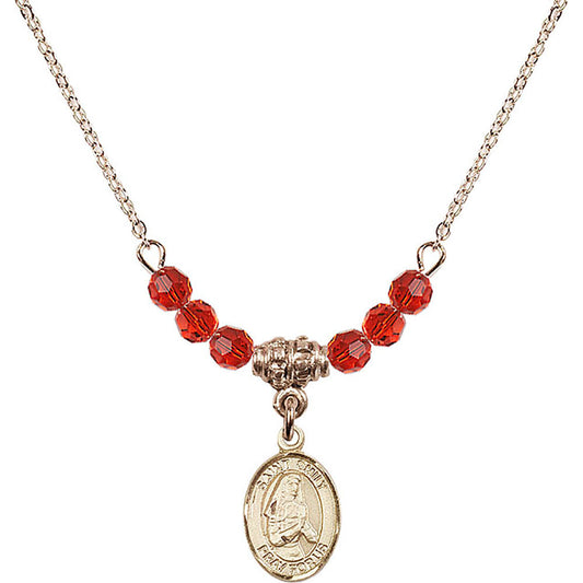 14kt Gold Filled Saint Emily de Vialar Birthstone Necklace with Ruby Beads - 9047