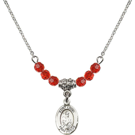 Sterling Silver Saint Louis Birthstone Necklace with Ruby Beads - 9081