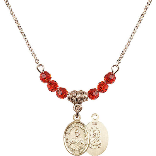 14kt Gold Filled Scapular Birthstone Necklace with Ruby Beads - 9098