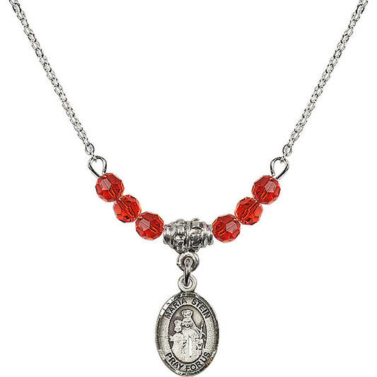 Sterling Silver Maria Stein Birthstone Necklace with Ruby Beads - 9133