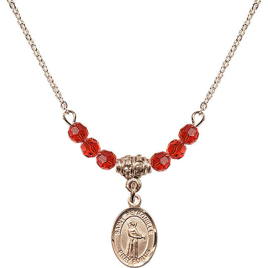 14kt Gold Filled Saint Petronille Birthstone Necklace with Ruby Beads - 9209