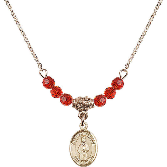 14kt Gold Filled Our Lady of Hope Birthstone Necklace with Ruby Beads - 9230